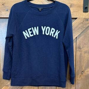 J. Crew Navy Crewneck Sweatshirt with "New York" Applique